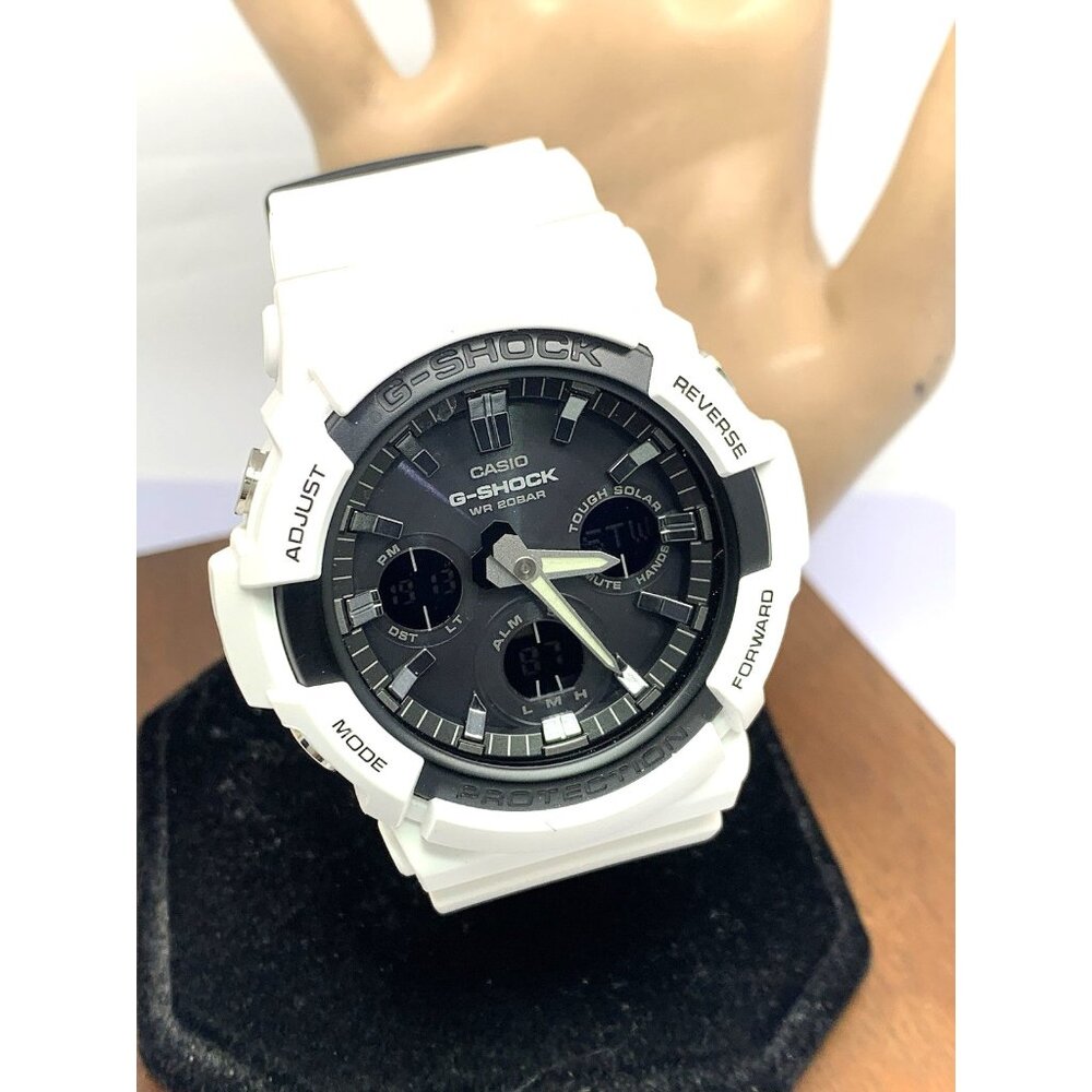 Casio Mens Watch G-Shock GAS100 White Resin Analog Digital Tough Solar 47mm 5445